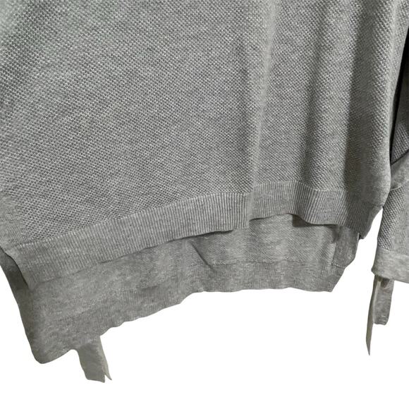 1. STATE Waffle Knit Tie Sleeve Top Size S Light Gray Longline Relaxed Fit Fall - Picture 4 of 10